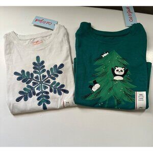 Cat & Jack Little Girls long sleeve graphic tee’s set of 2 size XS (4/5) NWT